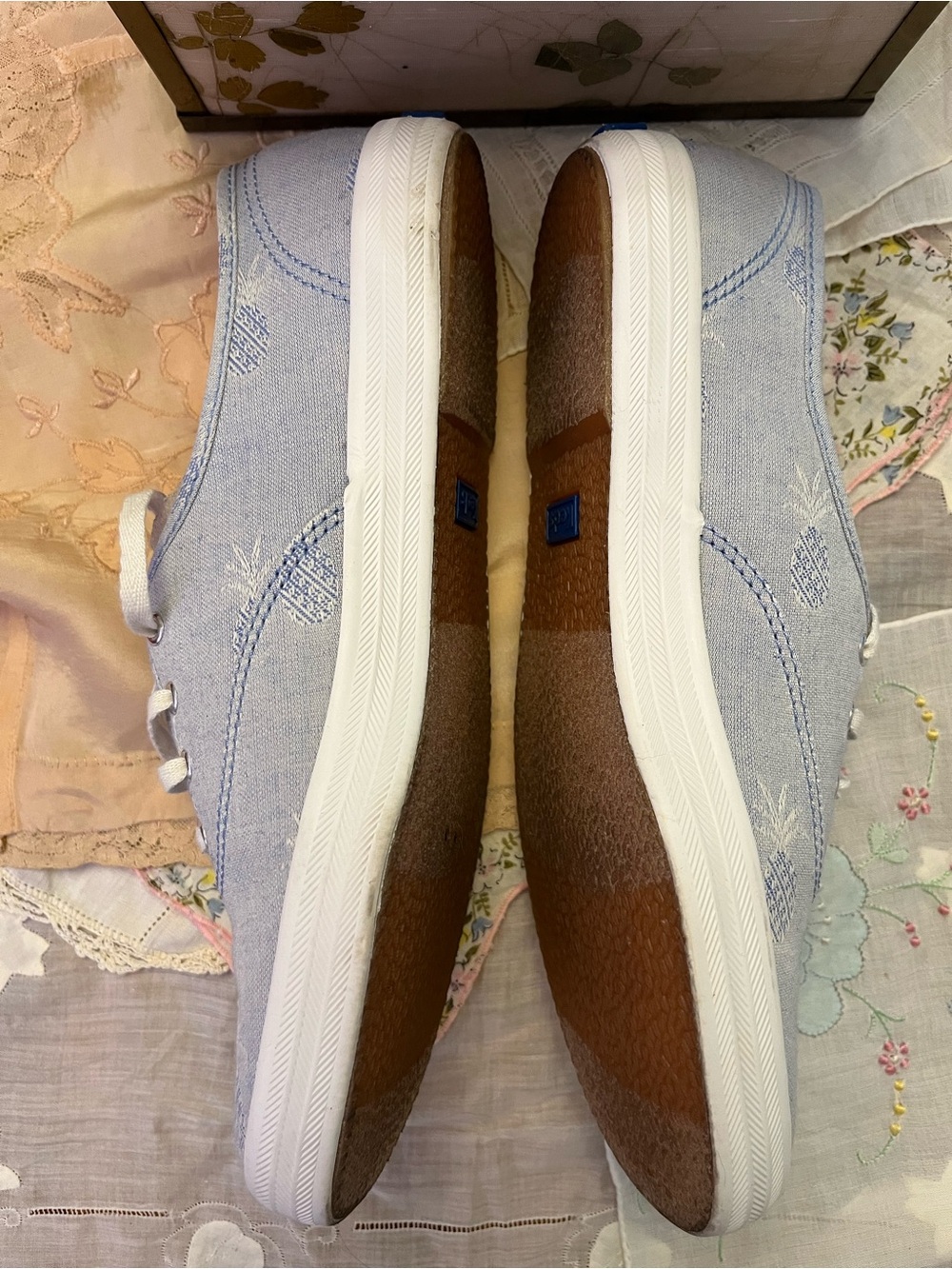 Keds Light Blue Canvas Sneakers with Red Insole - Picture 3 of 5